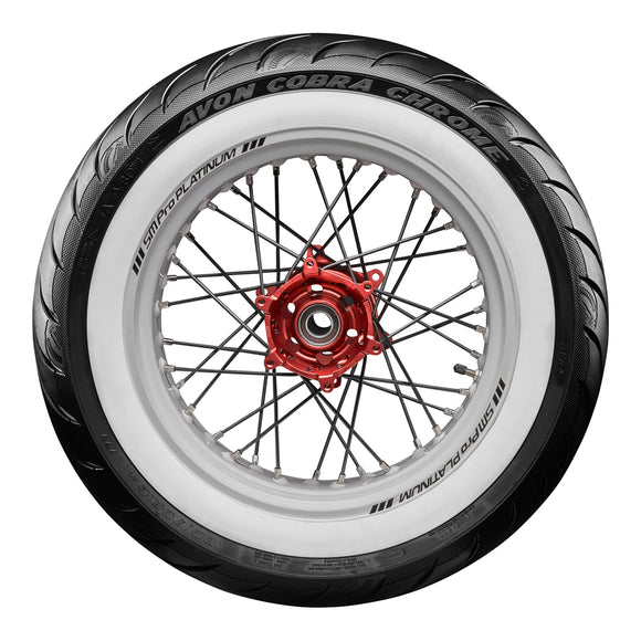 Avon Cobra Chrome 140/90B16 White Wall Rear Tyre (77H Rating) AV92