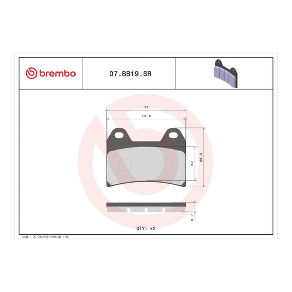 Brembo Xtra Brake Pad Sinter Front 07BB19SR