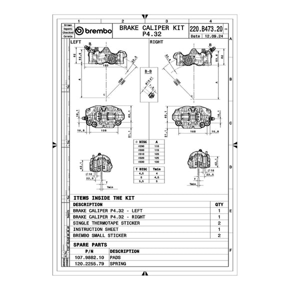 Brembo Upgrade Front Brake Caliper P.484 Café Racer (BR220B47320)