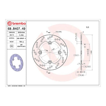 Brembo Prime Brake Disc Serie Oro Front 68B40749
