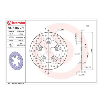 Brembo Prime Brake Disc Serie Oro Rear 68B40771