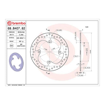Brembo Prime Brake Disc Serie Oro Rear 68B40782