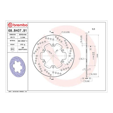 Brembo Prime Brake Disc Serie Oro Rear 68B40791