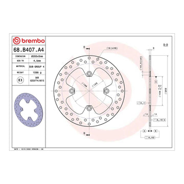 Brembo Prime Brake Disc Serie Oro Rear 68B407A4