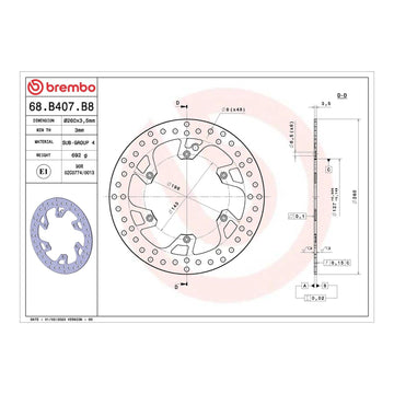 Brembo Prime Brake Disc Serie Oro Front 68B407B8