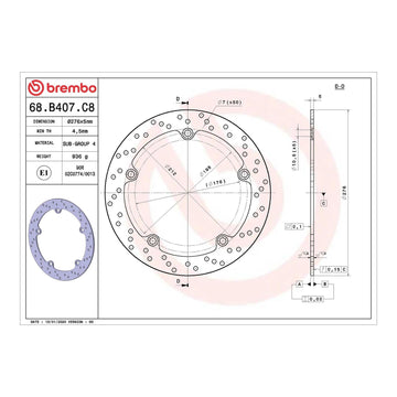 Brembo Prime Brake Disc Serie Oro Front 68B407D0