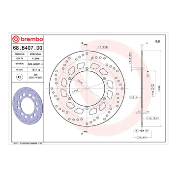 Brembo Prime Brake Disc Serie Oro Front 68B407D0