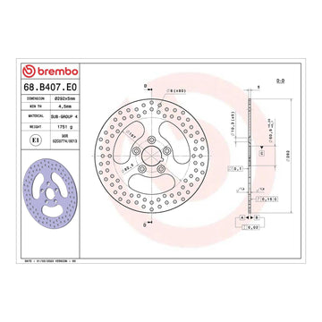 Brembo Prime Brake Disc Serie Oro Rear 68B407E0