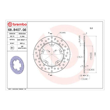 Brembo Prime Brake Disc Serie Oro Rear 68B407G6