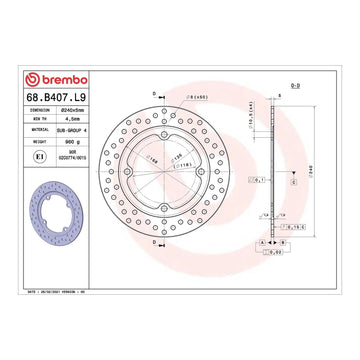Brembo Prime Brake Disc Serie Oro Rear 68B407L9