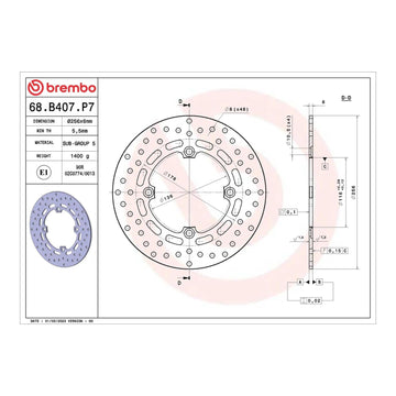 Brembo Prime Brake Disc Serie Oro Rear 68B407P7