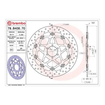 Brembo Prime Brake Disc Serie Oro Front 78B40870
