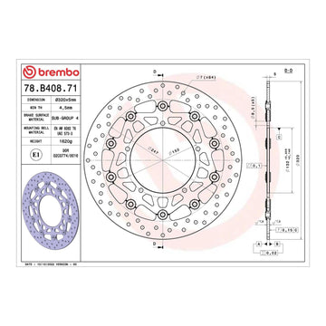 Brembo Prime Brake Disc Serie Oro Front 78B40871
