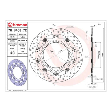 Brembo Prime Brake Disc Serie Oro Front 78B40872