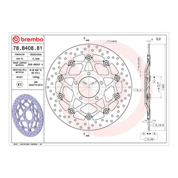 Brembo Prime Brake Disc Serie Oro Front 78B40881