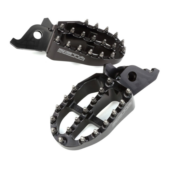 Zeta Aluminium Foot Pegs - Honda CRF250 / CRF450, CRF250L / M / Rally - Black
