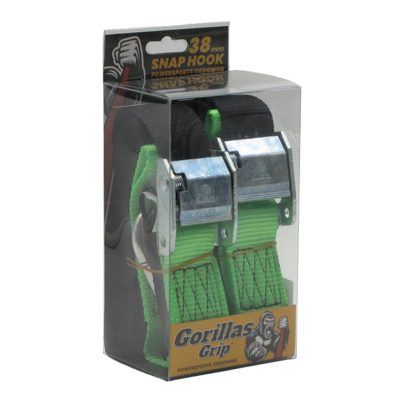 Gorillas Grip Tie Down 38mm S-Hook - Black / Green Loop