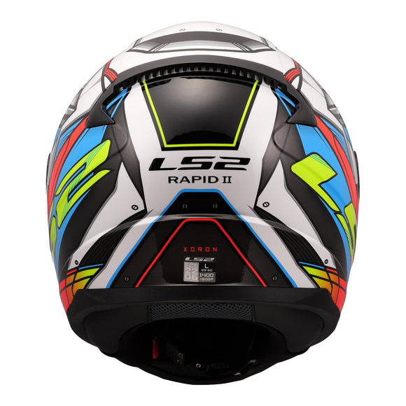 LS2 FF353 Rapid II XDron Helmet - White / Hi-Vis Orange / Blue