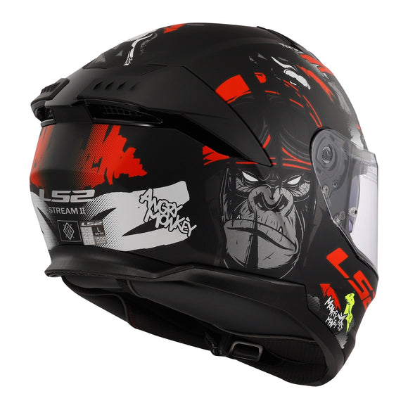 LS2 FF808 Stream II Angry Monkey Helmet - Matte Black / Red 06