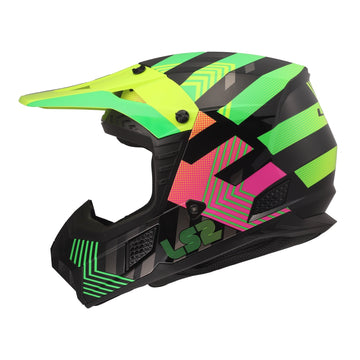 LS2 MX706J COZ Chromatic Junior Helmet - Black / Hi-Vis Pink