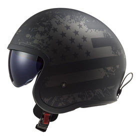 LS2 OF599 Spitfire II Flag Helmet - Matte Black 06