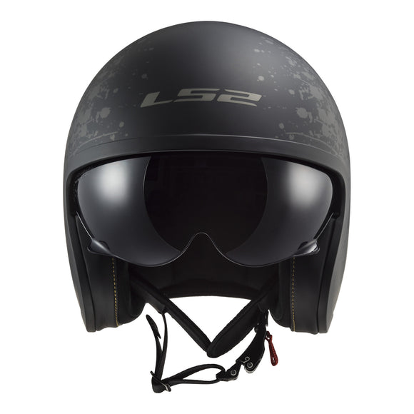 LS2 OF599 Spitfire II Flag Helmet - Matte Black 06