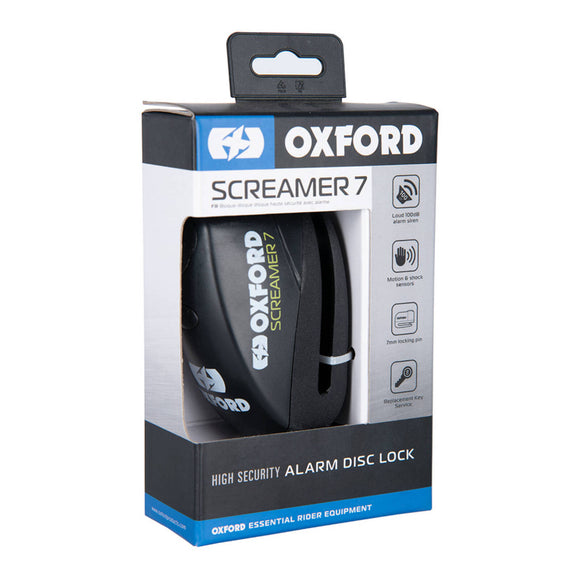 Oxford Screamer 7 Alarm Disc Lock - Black / Black