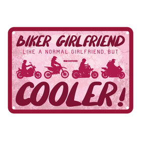 Oxford Garage Metal Sign: Biker Girlfriend, Like a Normal Girlfriend But Cooler