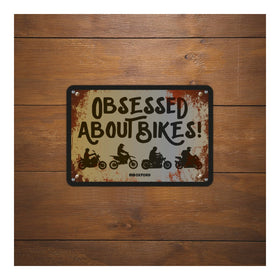 Oxford Garage Metal Sign: Obsessed About Bikers