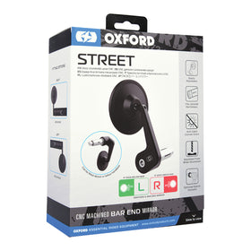 Oxford Street Billet Alloy Bar End Mirror Right - Black