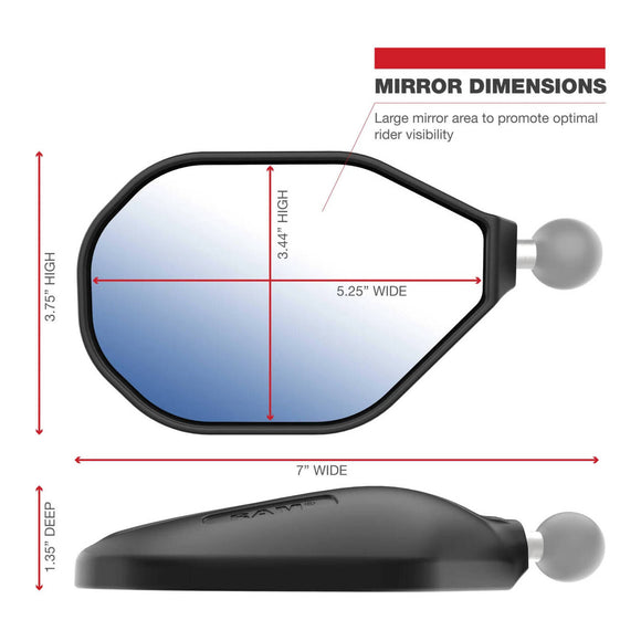 RAM Mirror Assemblies Left-hand without Ball