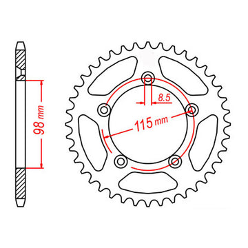 Rear Sprocket MTX Zero Alloy MX 894 46T #420 11A-KMX-46BLK