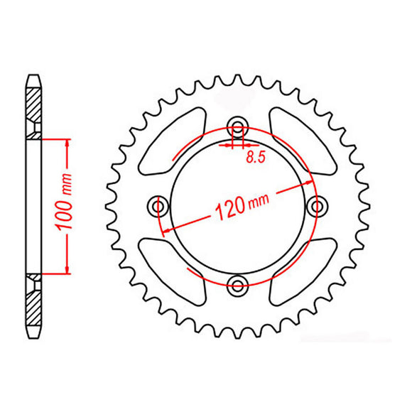 MTX Rear Sprocket 798 51t #428 11-209-51