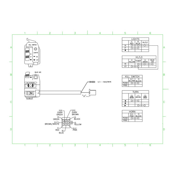 WHITES SWITCH BLOCK TURN/HEADLIGHT/ HORN/KILL (45.5mm)
