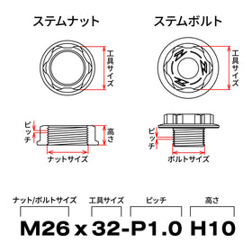 Zeta Stem Nut M24 x 32 P1.0 H12 - Blue