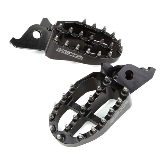 Zeta Aluminium Foot Pegs - Honda CRF250 / CRF450, CRF250L / M / Rally - Black
